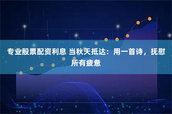 专业股票配资利息 当秋天抵达：用一首诗，抚慰所有疲惫